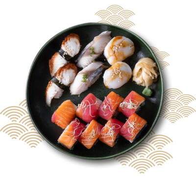 dish of various sushi